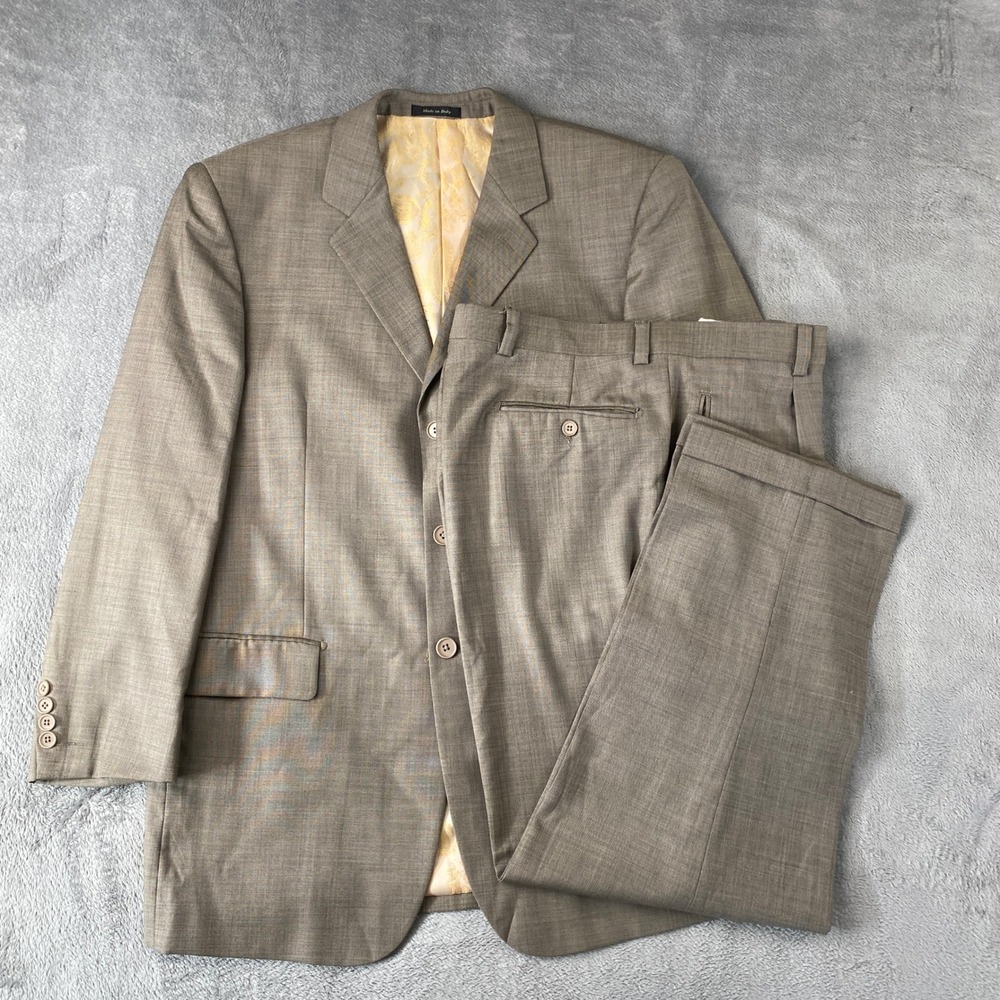 Tiglio Suit Mens 42R Brown Chianti Super 150s Wool Made in Italy Pleated Cuffed